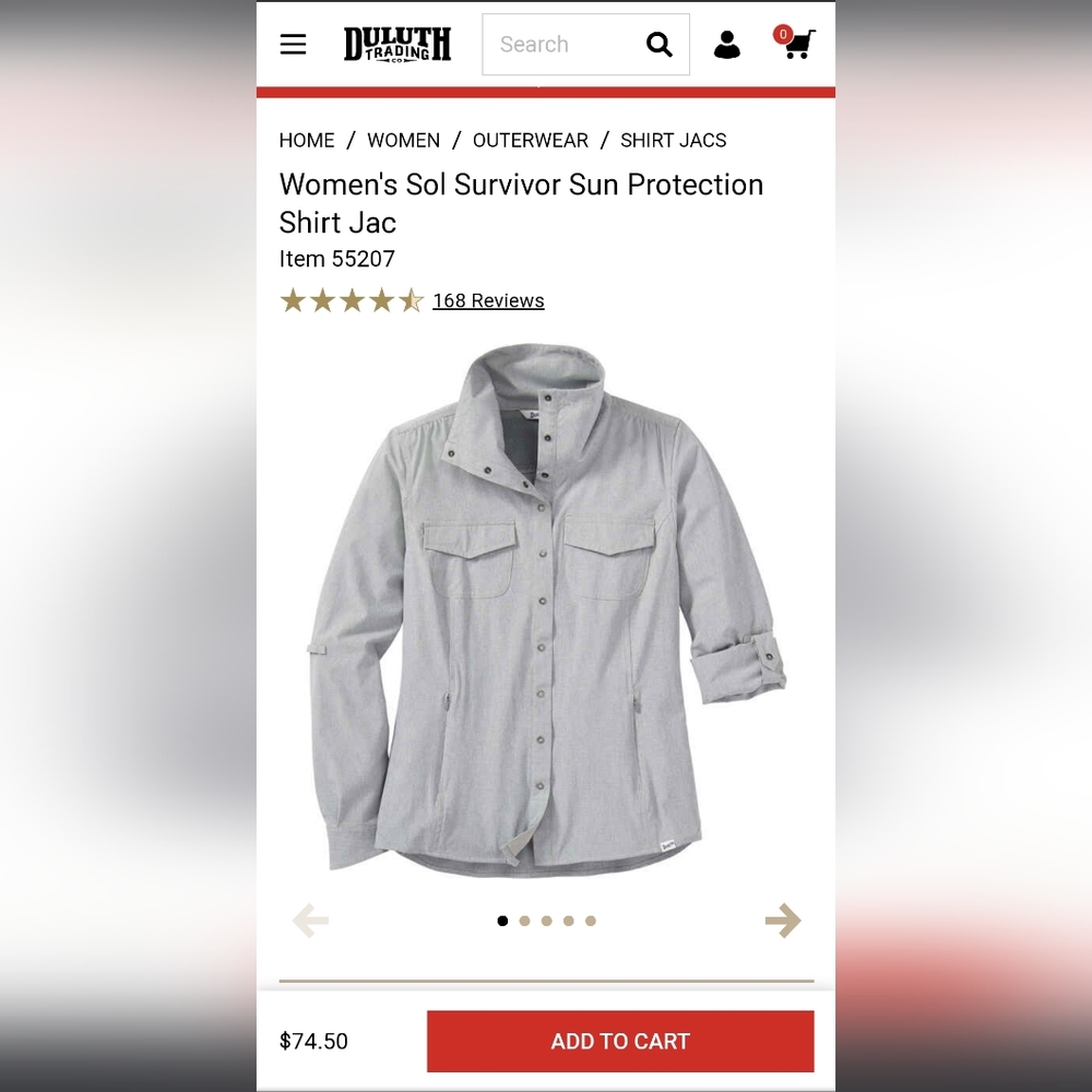 Duluth Trading Co Womans Sun Survival Shirt